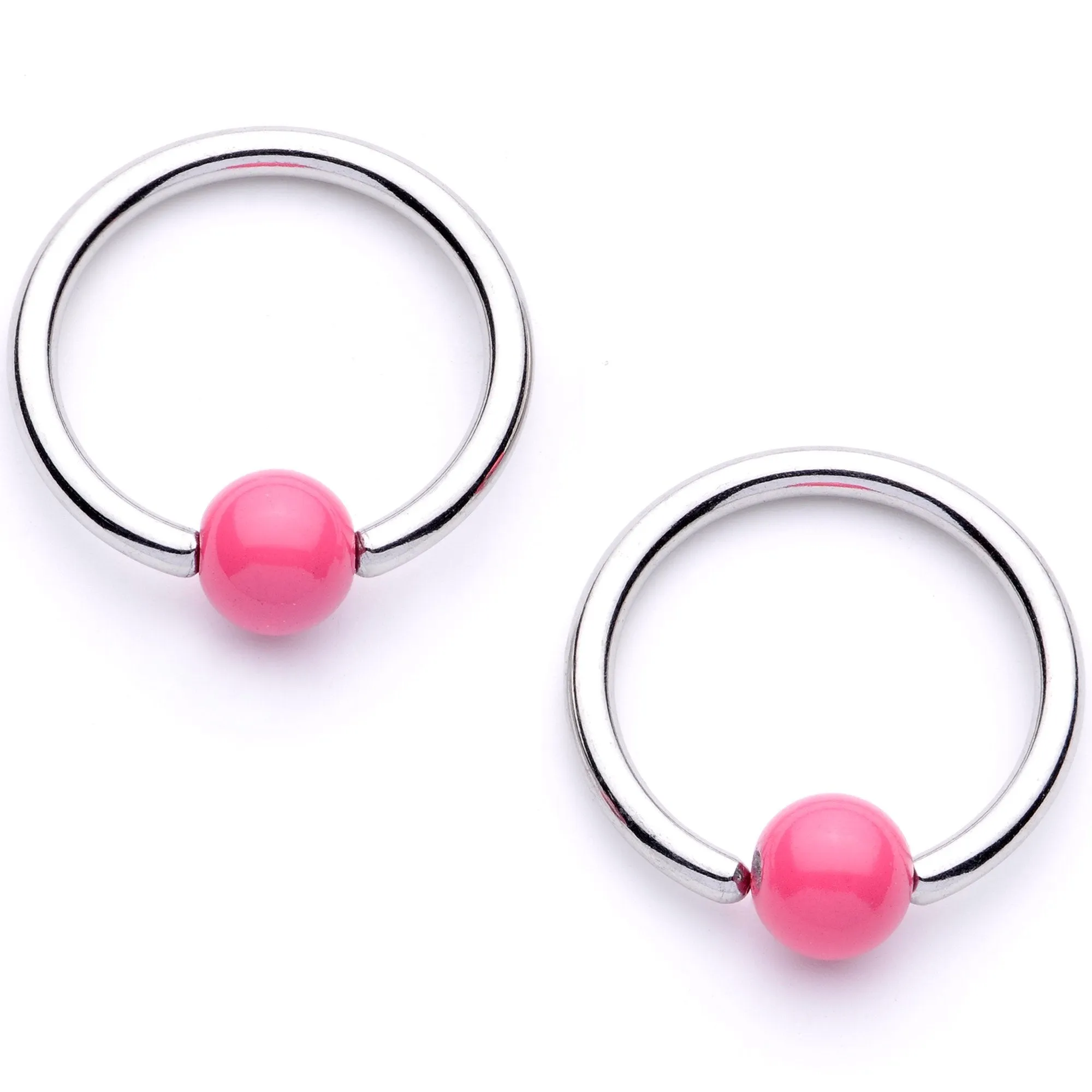 14 Gauge 9/16 1/2 Pink Flower Glow BCR Barbell Nipple Ring Set