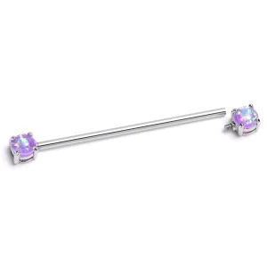 14 Gauge Purple Faux Opal Internally Threaded Industrial Barbell 38mm