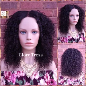 14" Black Wavy Lace Front Wig 100% Brazilian Remy Human Hair Wig For Black Women Alopecia Chemo Wig Glory Tress Wigs - LILY