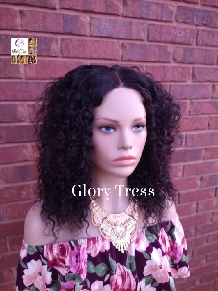 14" Black Wavy Lace Front Wig 100% Brazilian Remy Human Hair Wig For Black Women Alopecia Chemo Wig Glory Tress Wigs - LILY