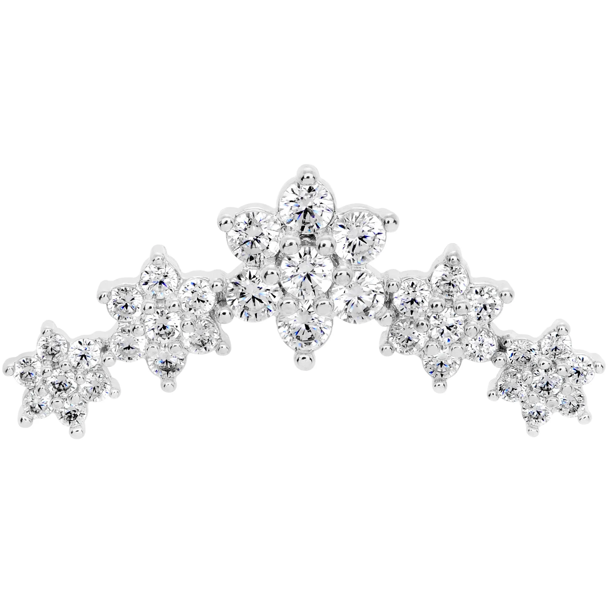 16 Gauge 1/4 Clear CZ Gem Floral Internally Threaded Labret