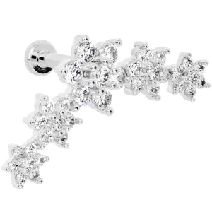 16 Gauge 1/4 Clear CZ Gem Floral Internally Threaded Labret
