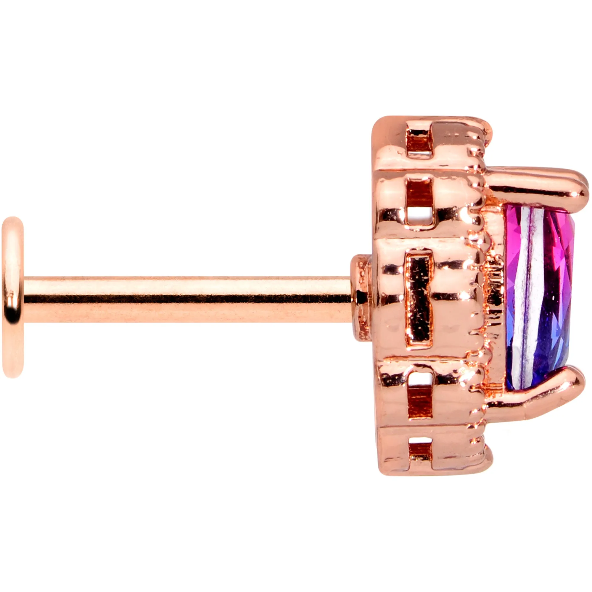 16 Gauge 5/16 Purple Tourmaline Rose Gold Tone Labret Monroe Tragus