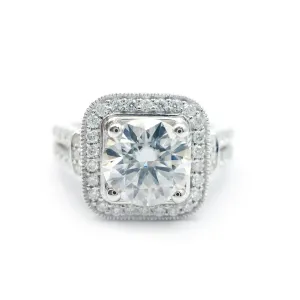 18k Round Cut Diamond Minimalist Engagement Ring