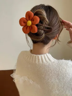 1pc Simple Flower Decor Hair Clip
