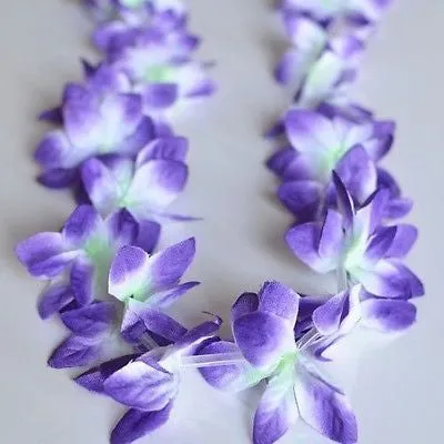2 Premium Hawaiian Orchid Leis Necklace Various Colors! Wedding Beach Luau Party