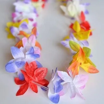 2 Premium Hawaiian Orchid Leis Necklace Various Colors! Wedding Beach Luau Party