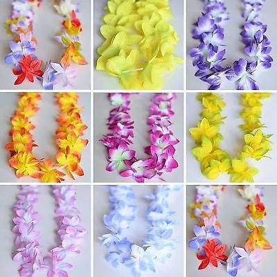 2 Premium Hawaiian Orchid Leis Necklace Various Colors! Wedding Beach Luau Party