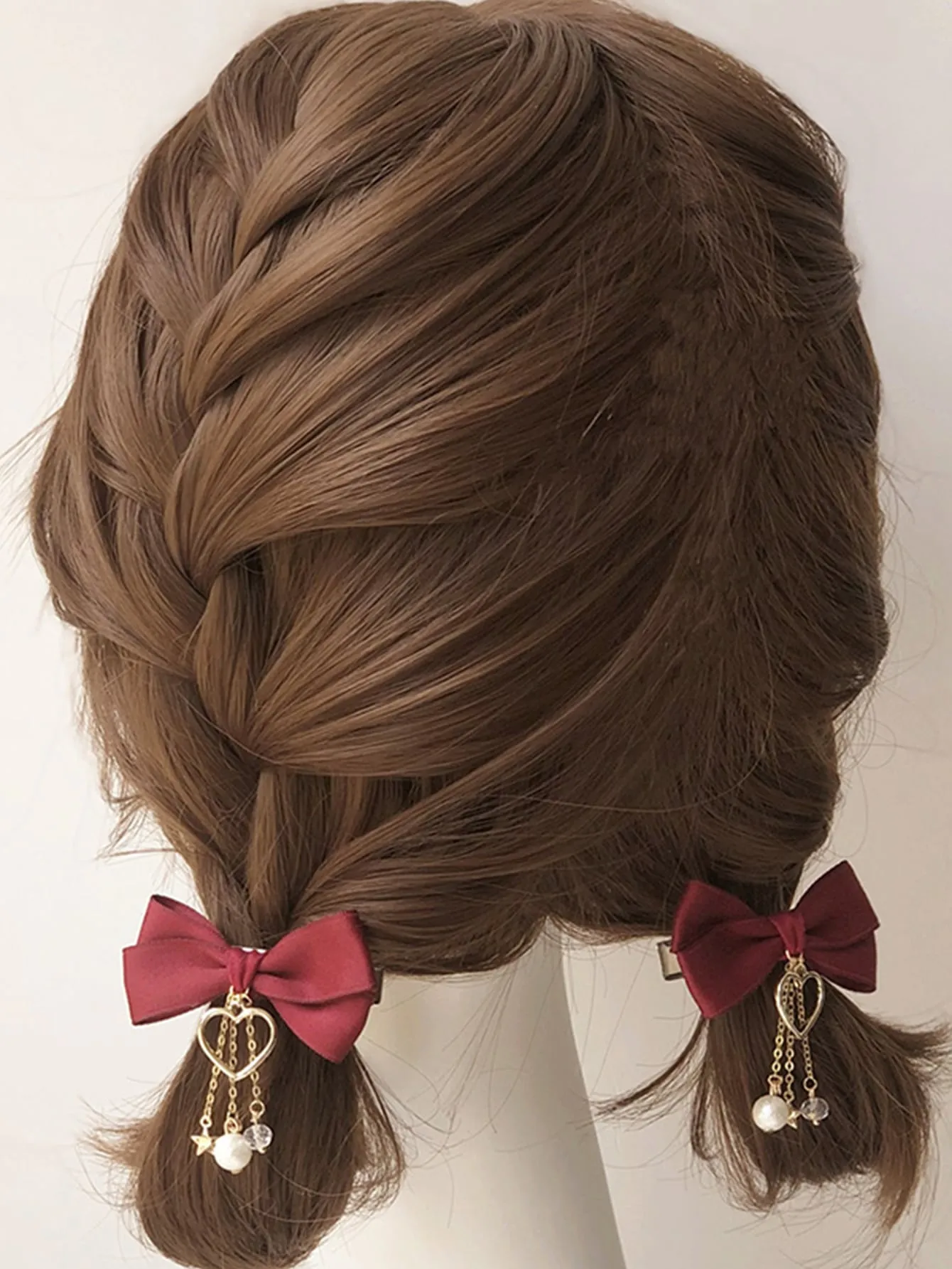 2pcs Bow Knot Decor Hair Clip - Red