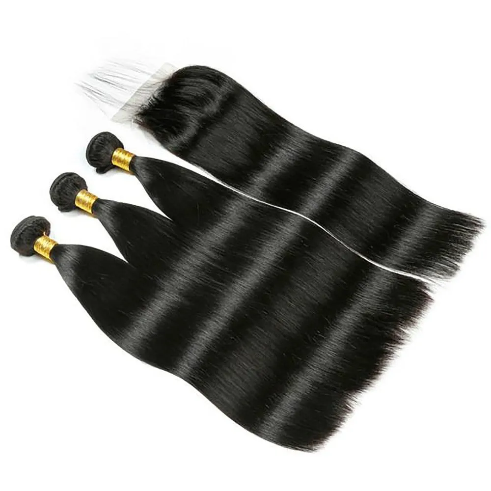 3 Bundles 8"10"12" with 4x4 Lace Closure 12" Short Virgin Hair deal
