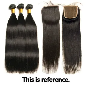 3 Bundles 8"10"12" with 4x4 Lace Closure 12" Short Virgin Hair deal