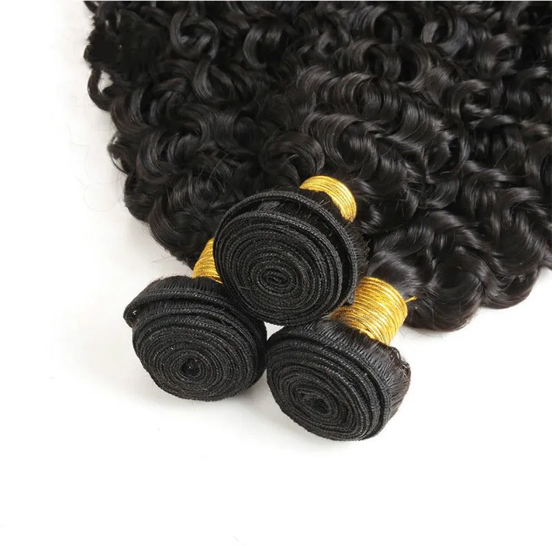 3 Bundles  with 4x4 Lace Closure Jerry Curly 100 unprocessed Virgin Hair deal