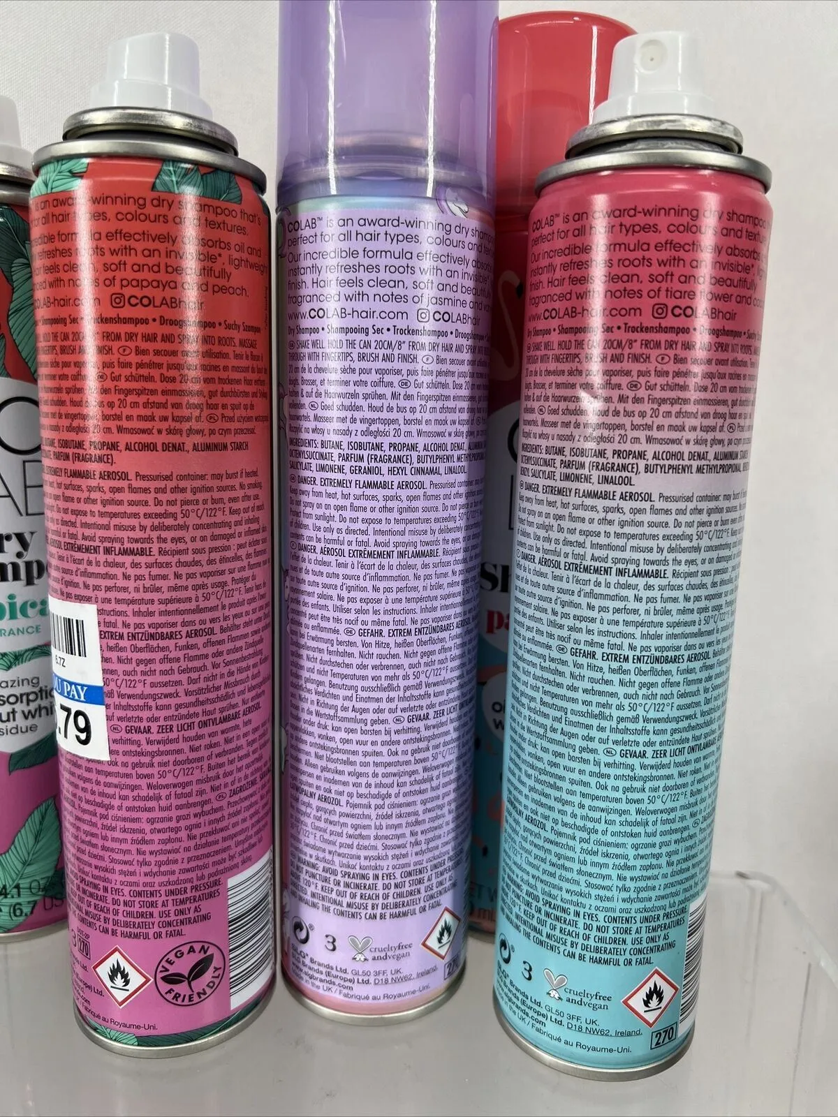 (5) NEW Colab Dry Shampoo Spray UNICORN & PARADISE & Tropical Fragrance 6.7oz