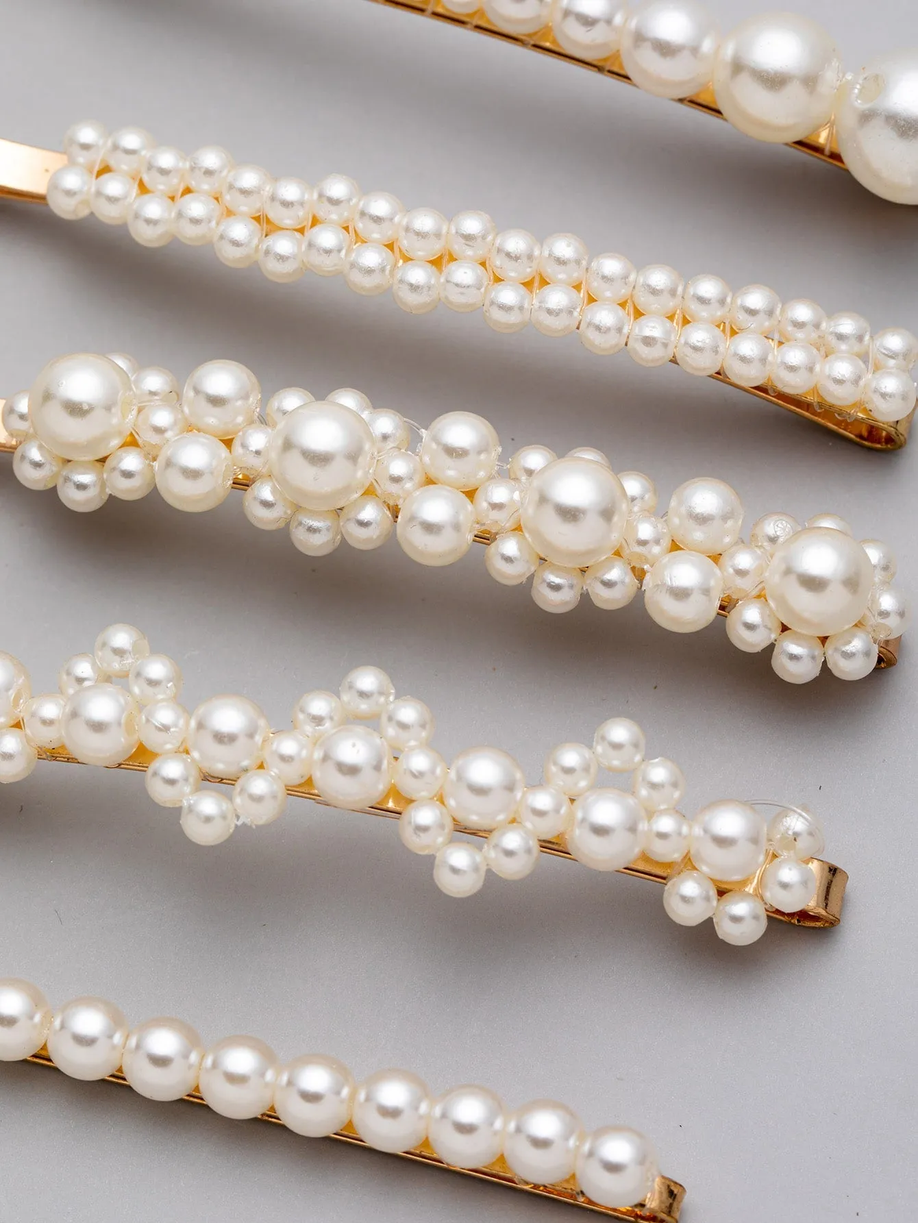 5pcs Faux Pearl Beaded Bobby Pin - Gold
