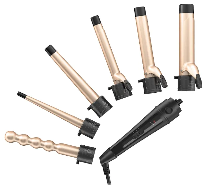 6-IN-1 Curling Iron, Professional Curling Wand Set, Instant Heat Up Hair Curler with 6 Interchangeable Ceramic Barrels (0.35'' to 1.25'') and 2 Temperature Adjustments, Heat Protective Glove & 2 Clips