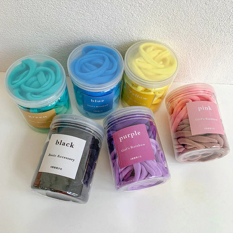 6 Pieces)Wholesale 50pcs/set Girl Simple Solid Color Elastic Hair Bands