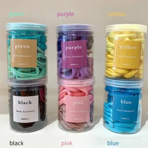 6 Pieces)Wholesale 50pcs/set Girl Simple Solid Color Elastic Hair Bands