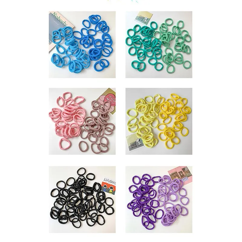 6 Pieces)Wholesale 50pcs/set Girl Simple Solid Color Elastic Hair Bands