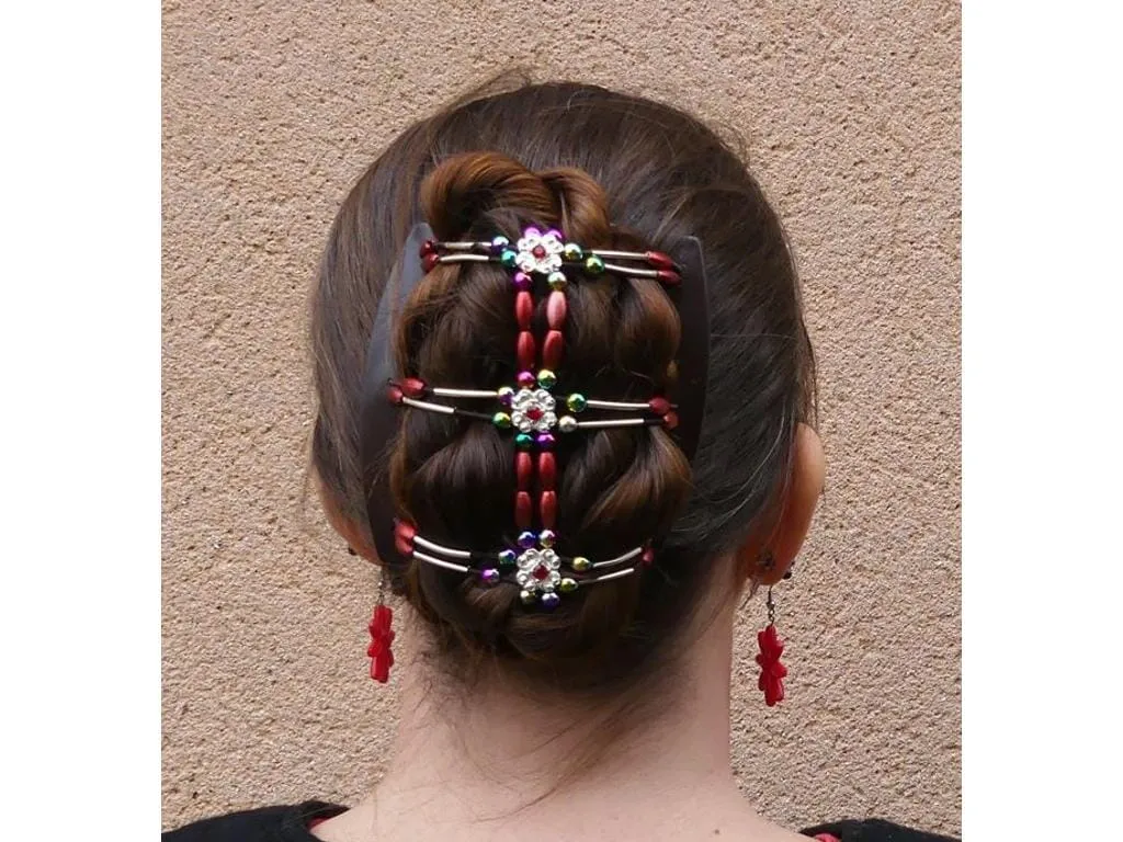 African Butterfly Thick Hair Comb - Flowers Black 56