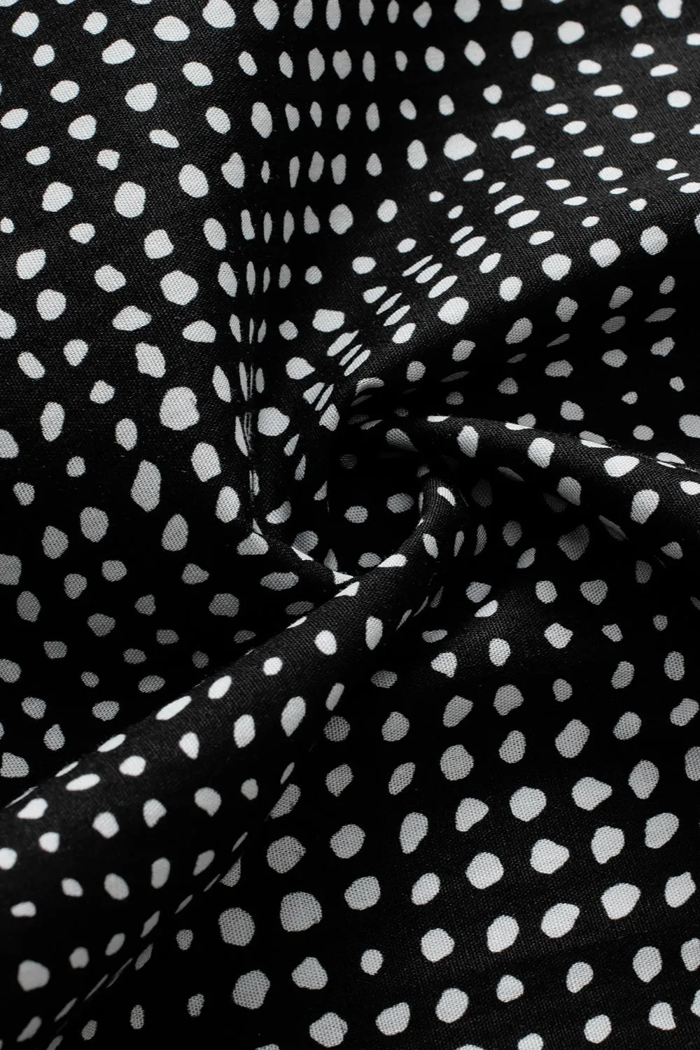 All the Dots Dot Print Short Sleeve Blouse in Black and White