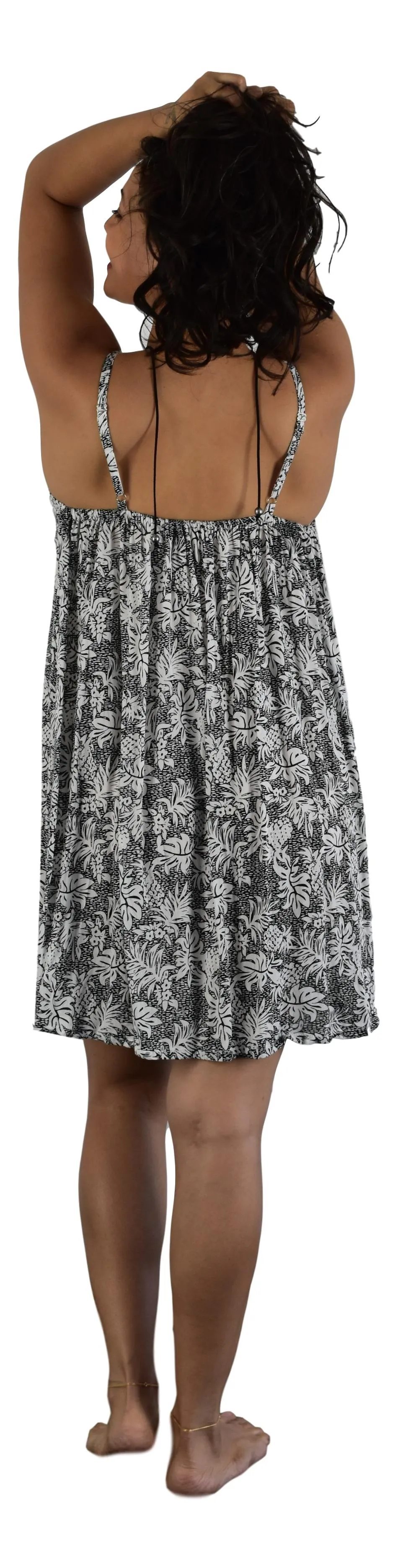 Aloha Royale - Bali Dress Short - Tropicana - Black & White