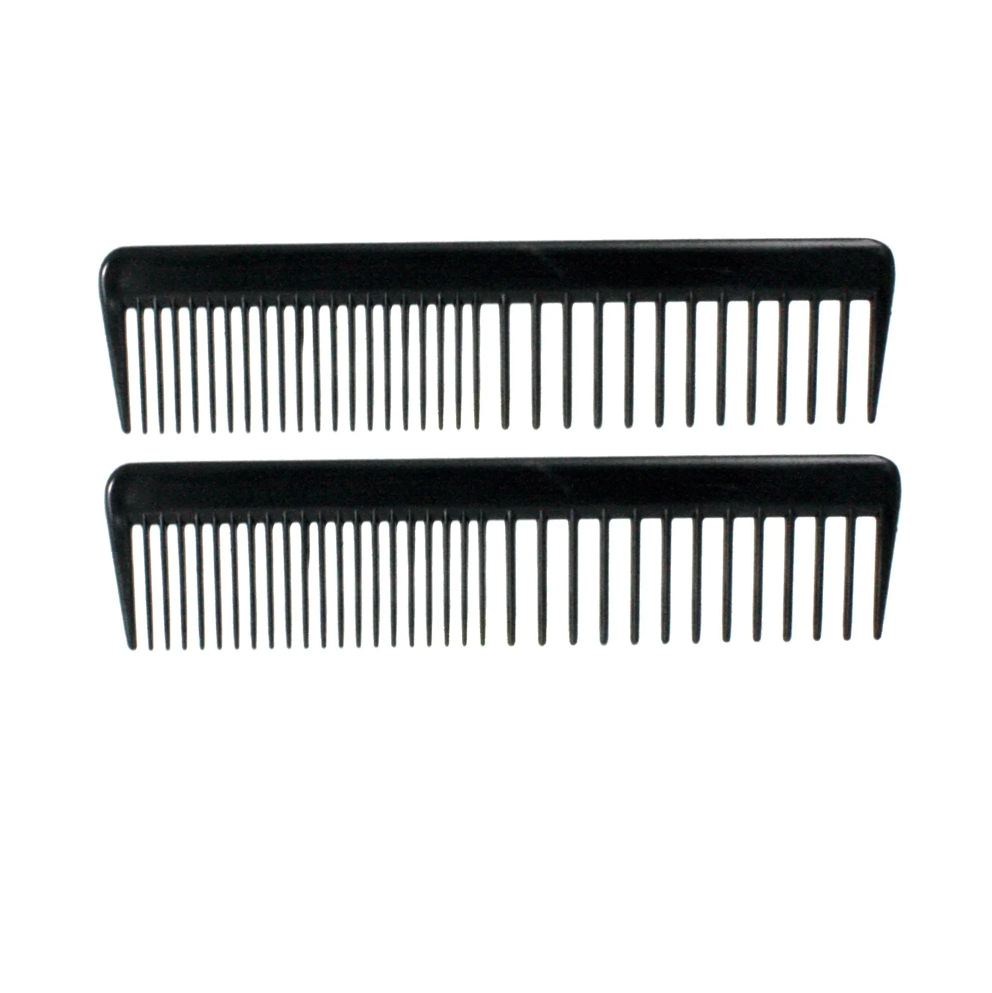 Amelia Beauty, 7in Black Plastic Wide Tooth Comb, Made in USA, Professional Grade Pocket Hair Comb, Wet, Tangled Hair, Portable Salon Barber Shop Everyday Styling Cutting Hair Styling Tool, 2 Pack