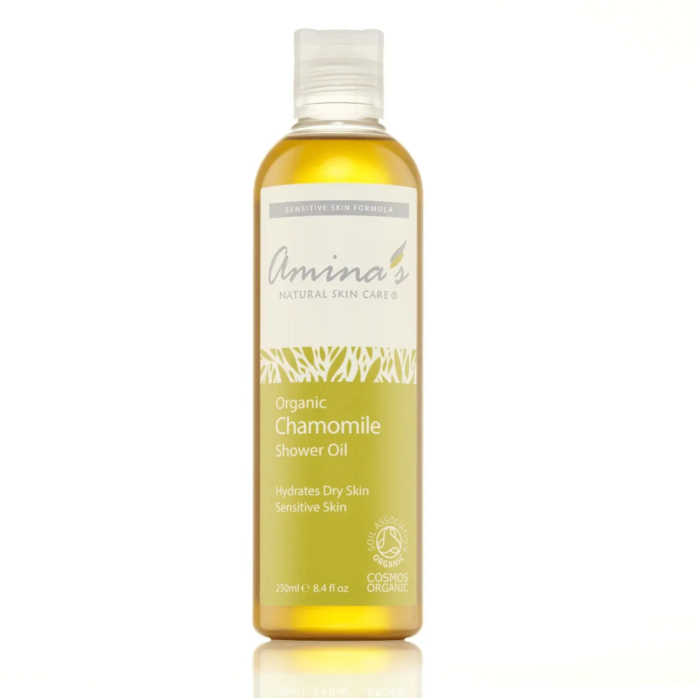 Amina's Natural Skincare | Organic Chamomile Shower Oil for Dry to Sensitive Skin 250ml | 250ml