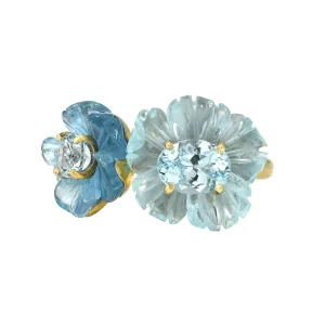 AQUAMARINE TROPICAL FLOWER DUET RING