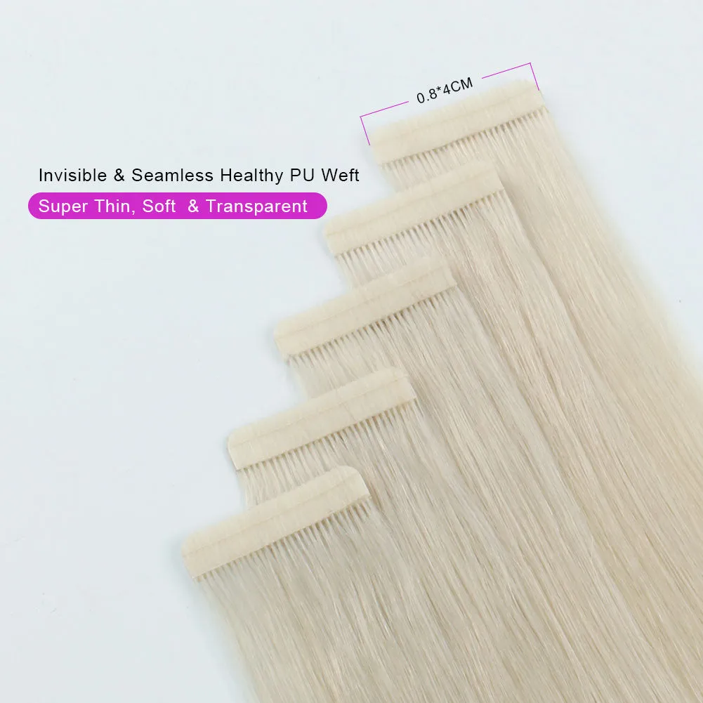 Ash Blonde (#60) Virgin Tape  In Hair Extensions