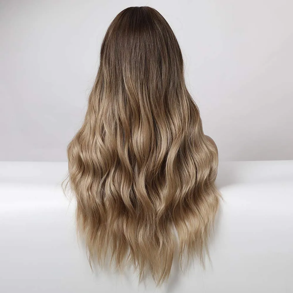 Ash Blonde Ombre Long Wavy Wig