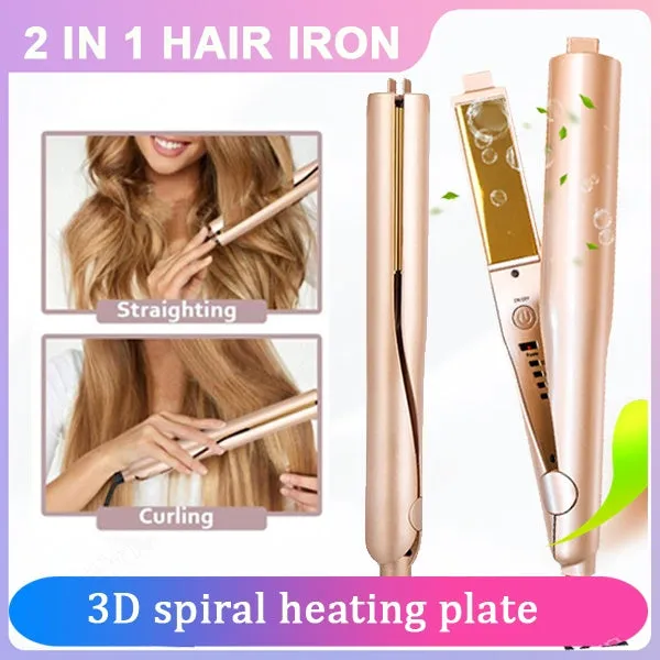 Automatic Release Negative Ions 2 In 1 Hair Straightener And Curler Iron Pro Professional Flat Iron