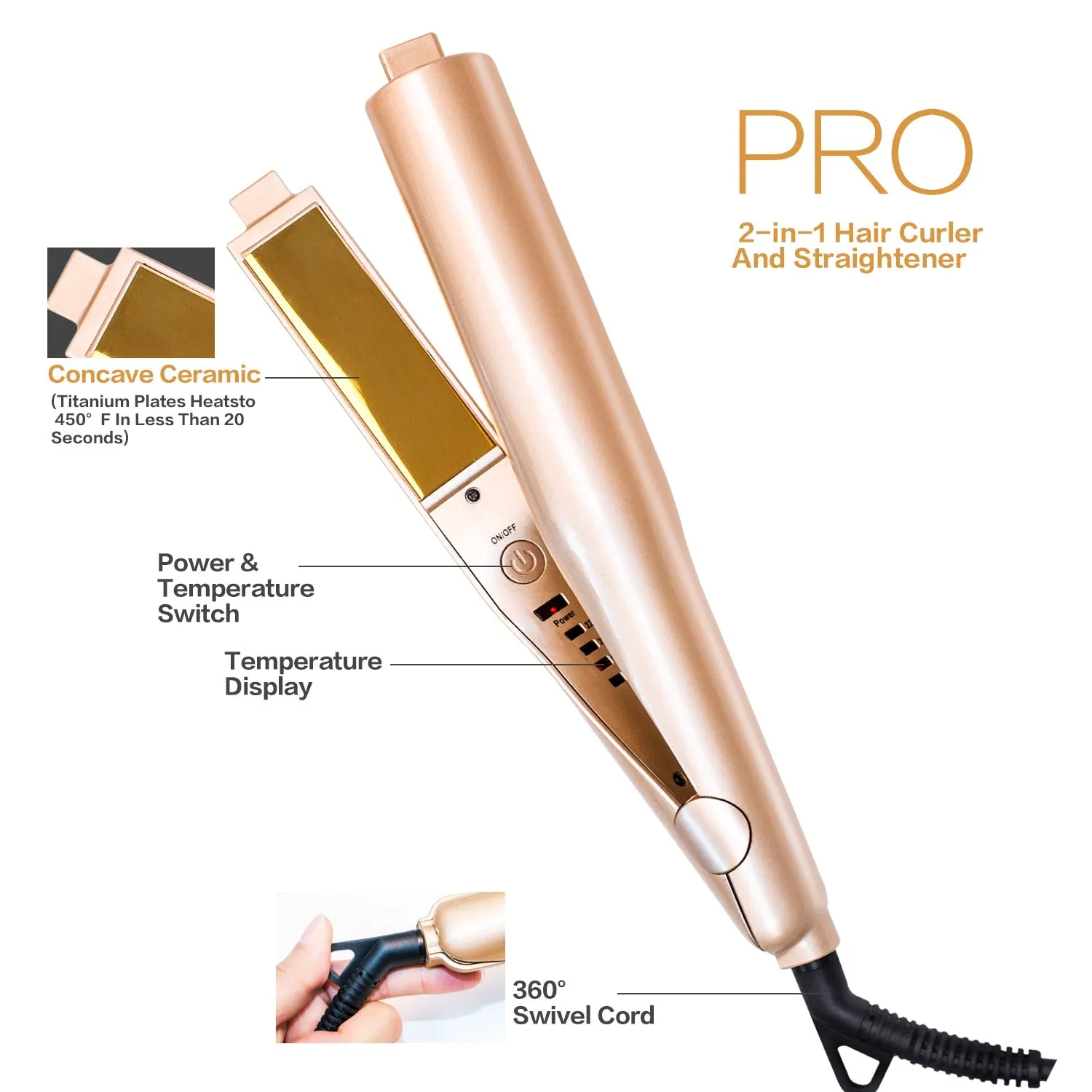 Automatic Release Negative Ions 2 In 1 Hair Straightener And Curler Iron Pro Professional Flat Iron