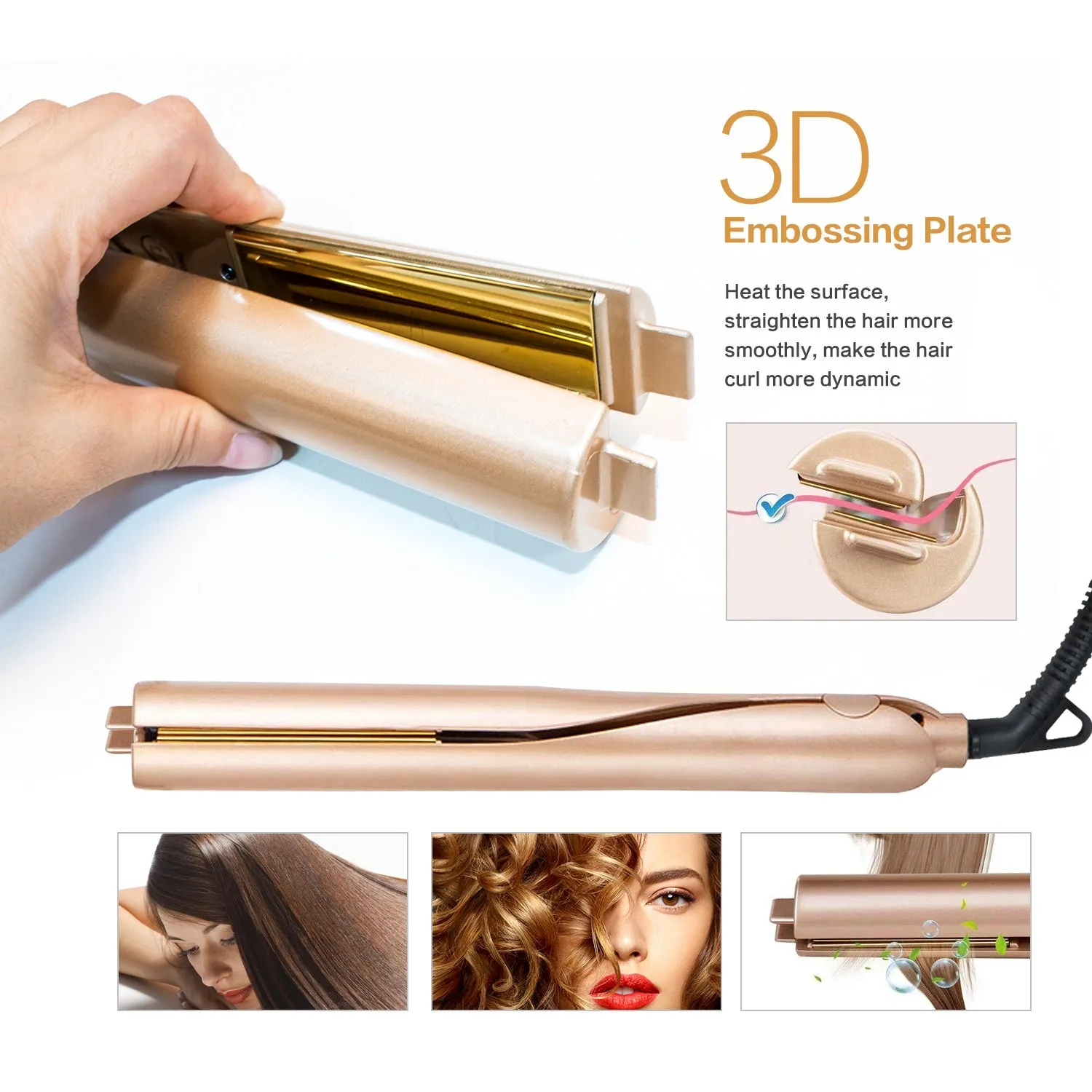 Automatic Release Negative Ions 2 In 1 Hair Straightener And Curler Iron Pro Professional Flat Iron