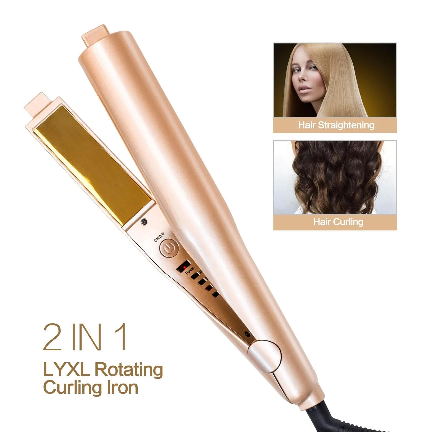 Automatic Release Negative Ions 2 In 1 Hair Straightener And Curler Iron Pro Professional Flat Iron