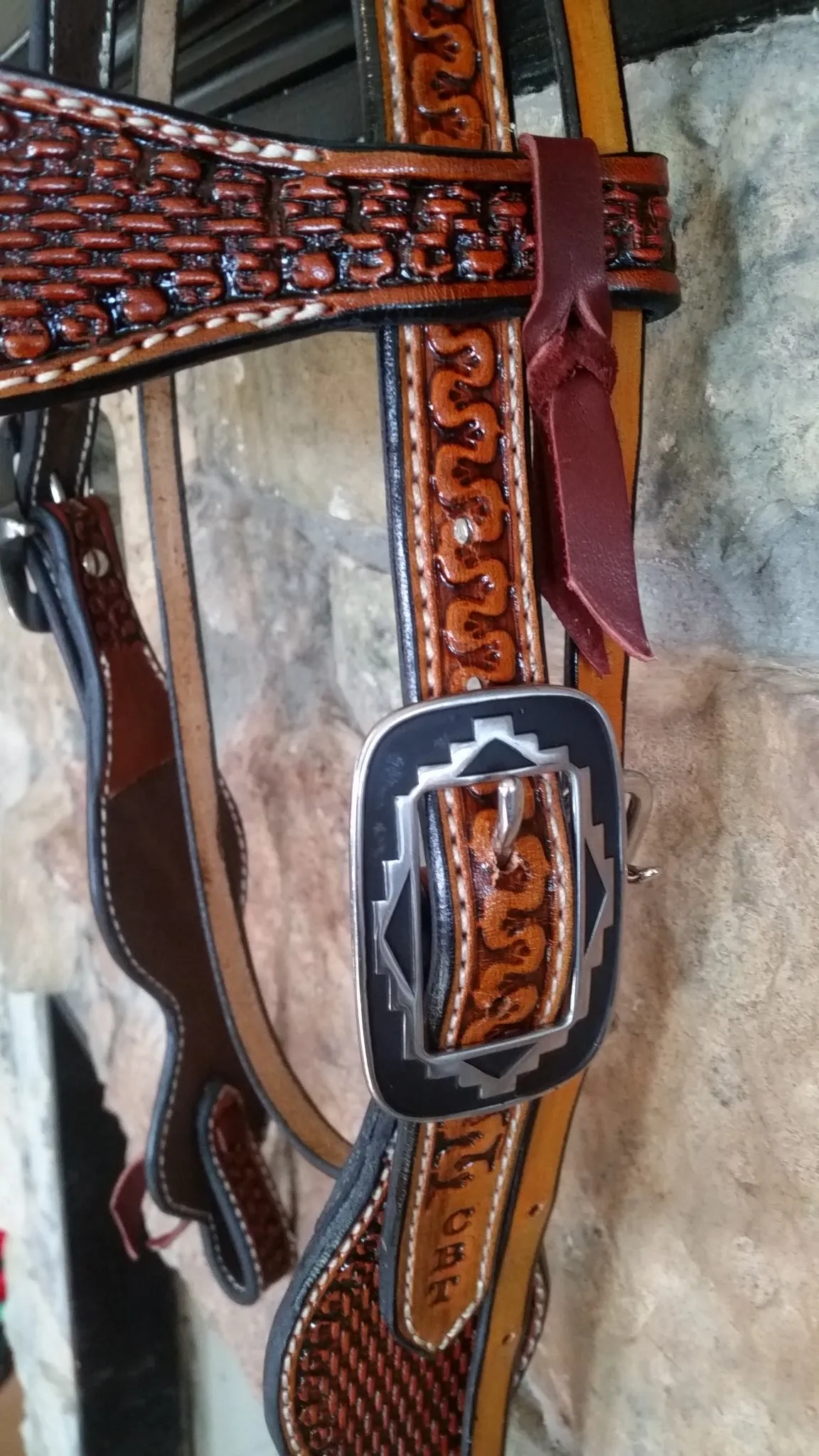 Basket Weave Wide Browband headstall