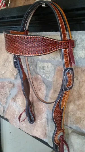 Basket Weave Wide Browband headstall