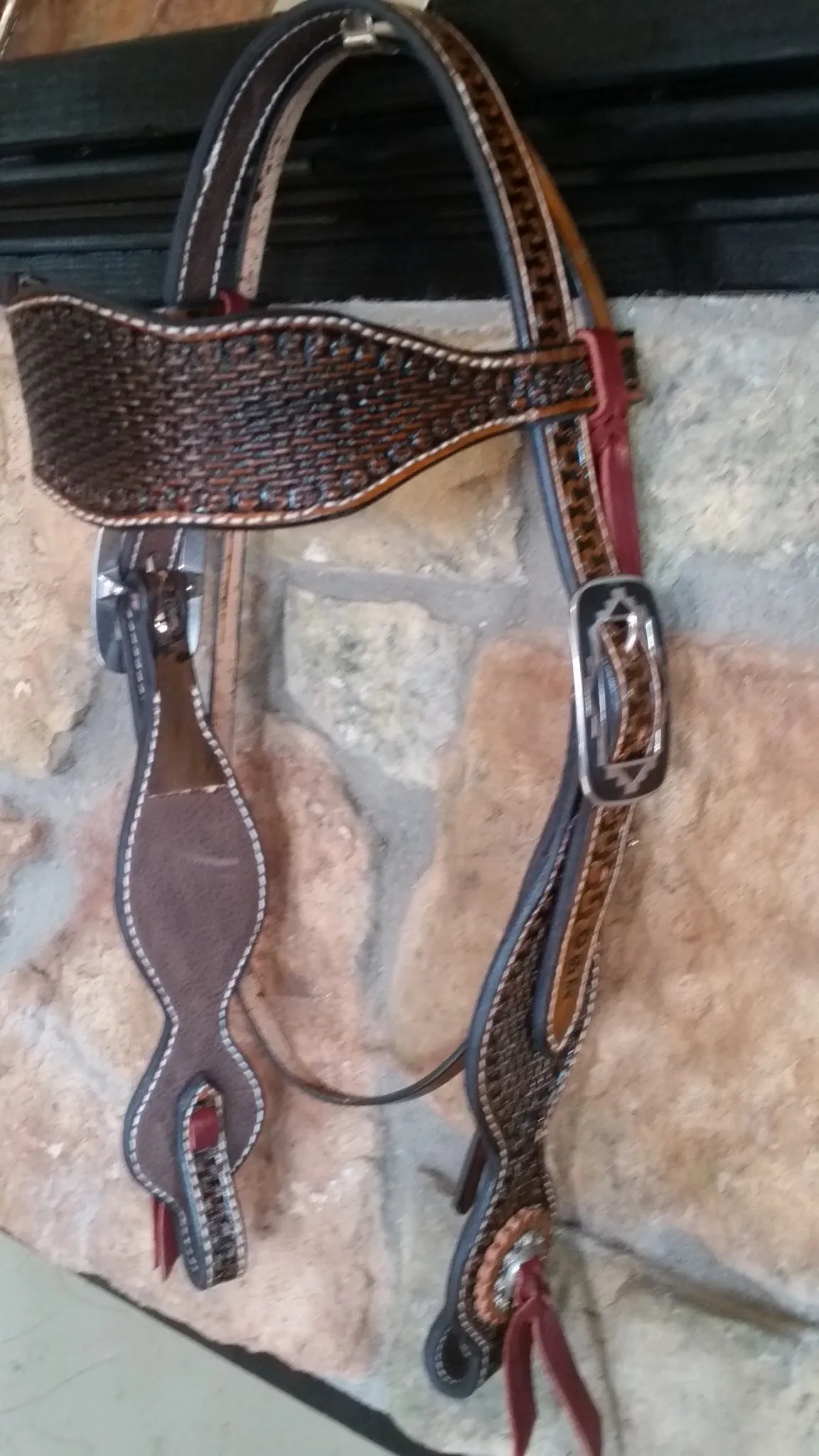 Basket Weave Wide Browband headstall