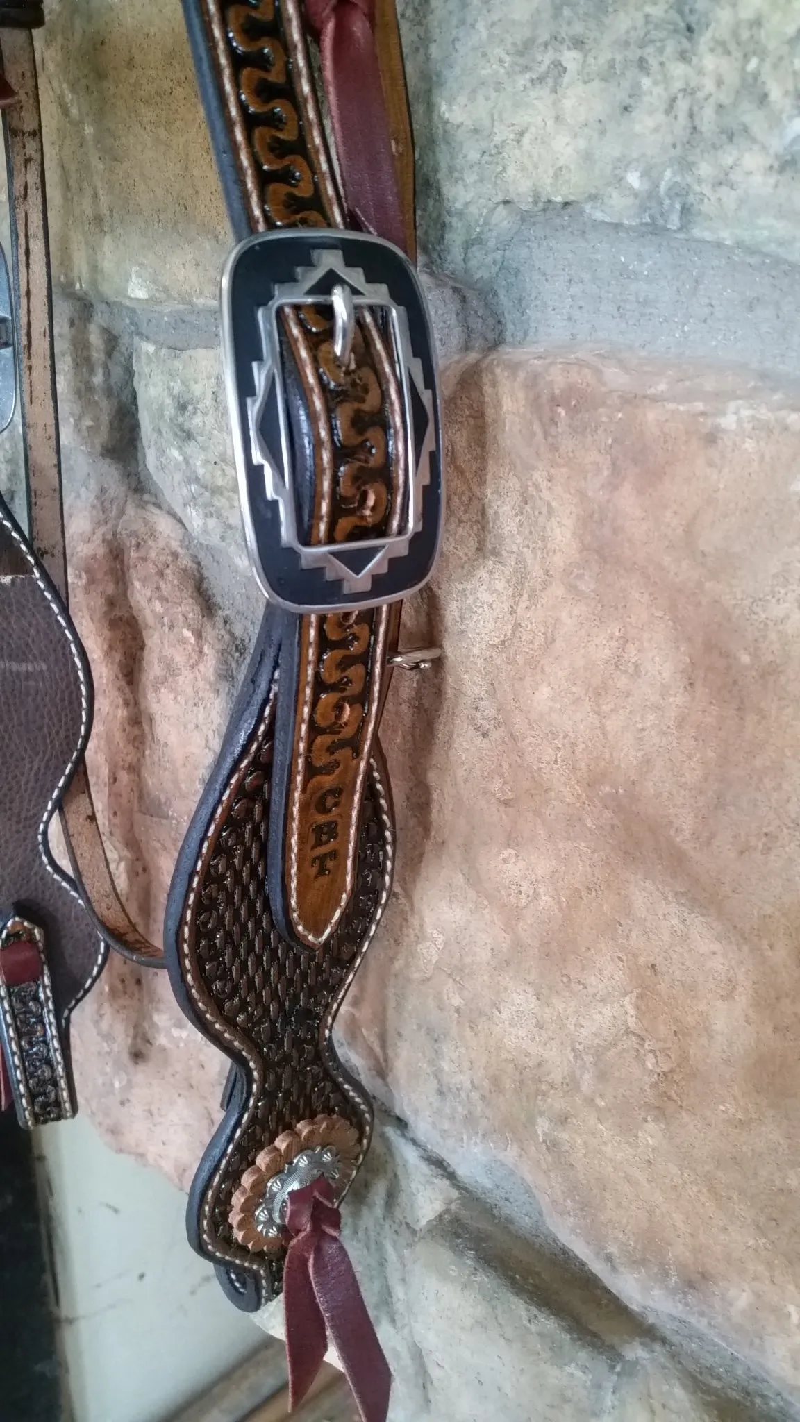 Basket Weave Wide Browband headstall