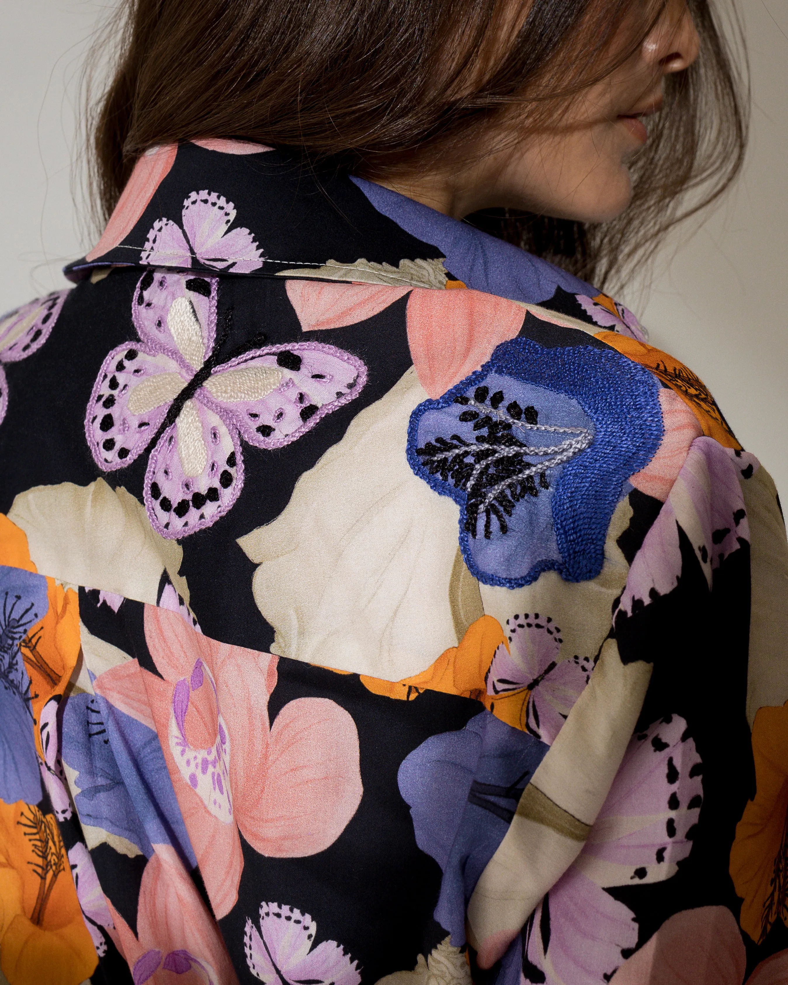 Beach Shirt with Hand Embroidered Details