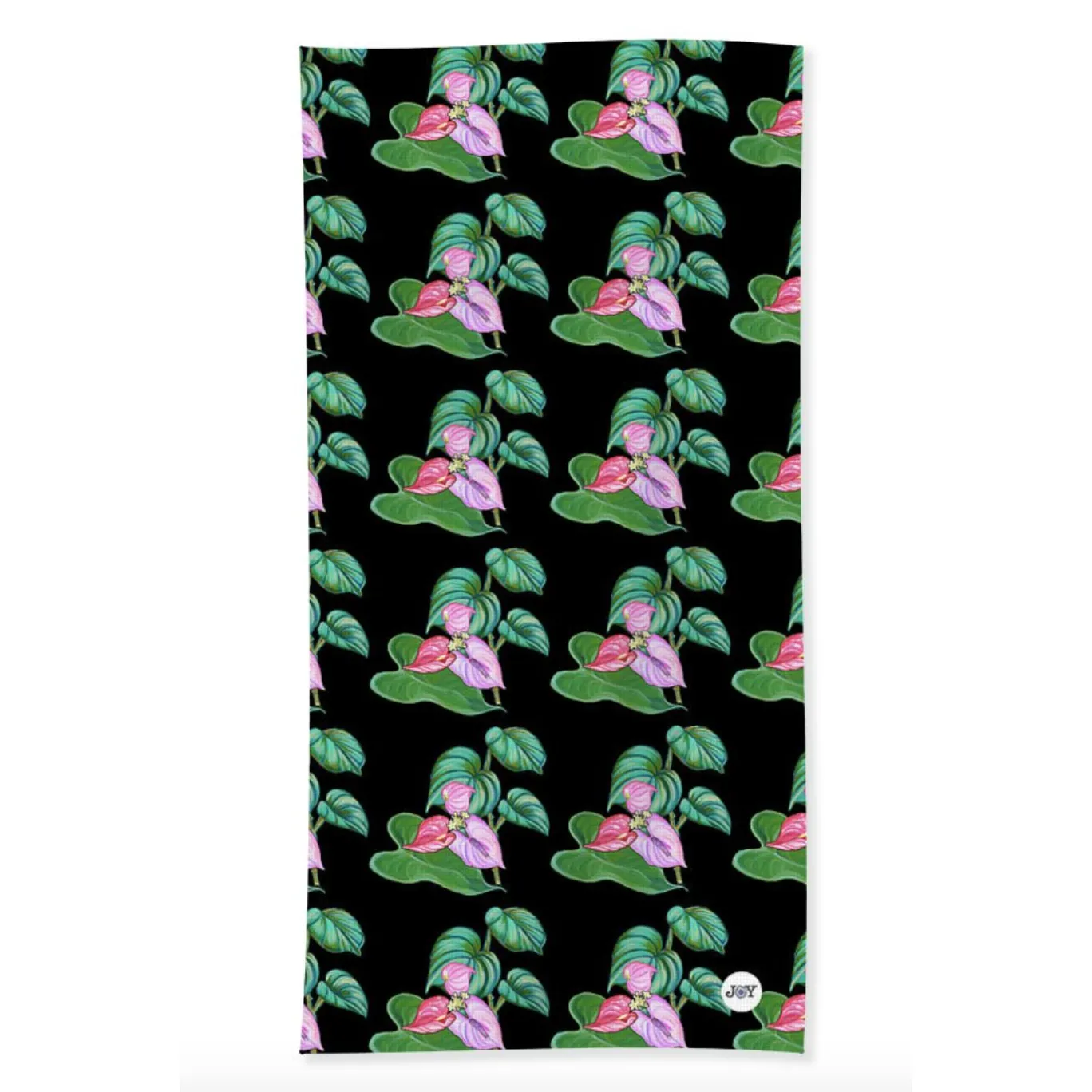 Beach Towel: Tropical Anthurium in Black