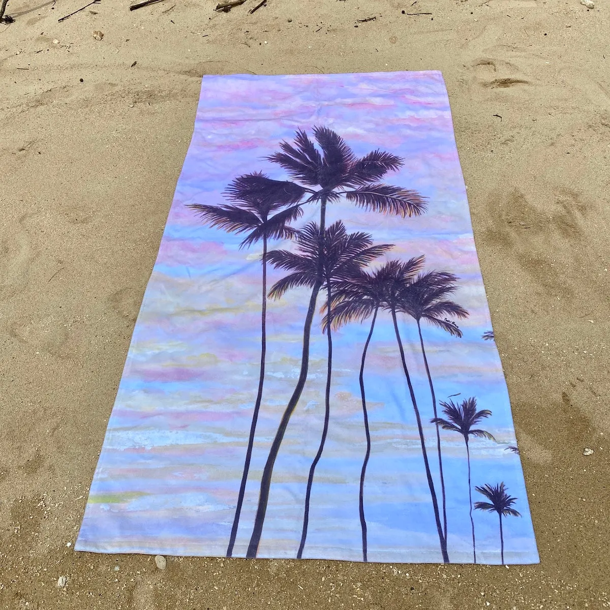 Beach Towel: Tropical Sunrise Sky - Cotton Candy Clouds
