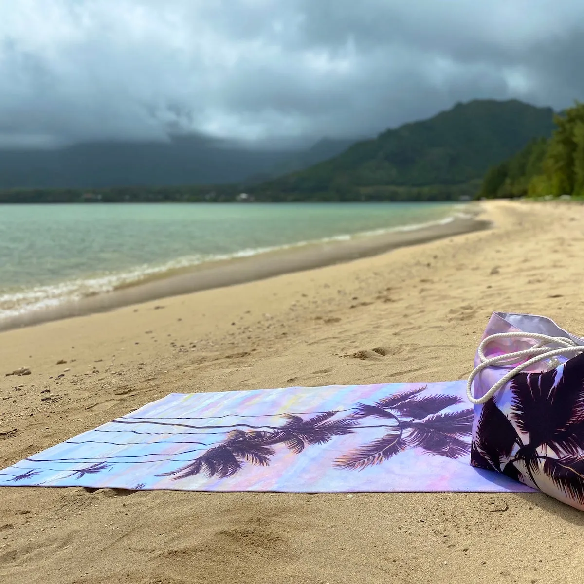 Beach Towel: Tropical Sunrise Sky - Cotton Candy Clouds