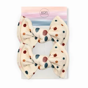 Beige Poke A Dot Knot Hair Bows