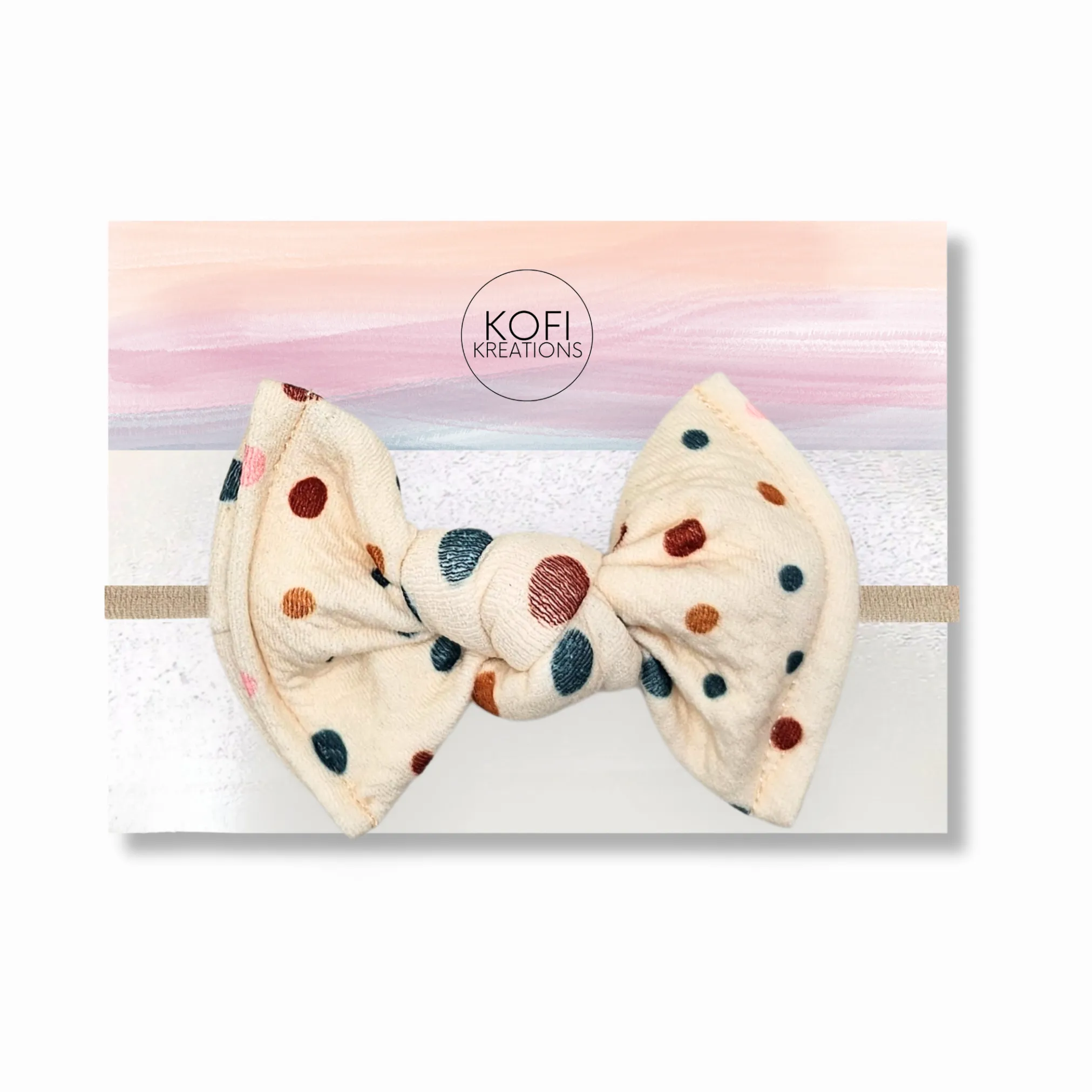 Beige Poke A Dot Knot Hair Bows