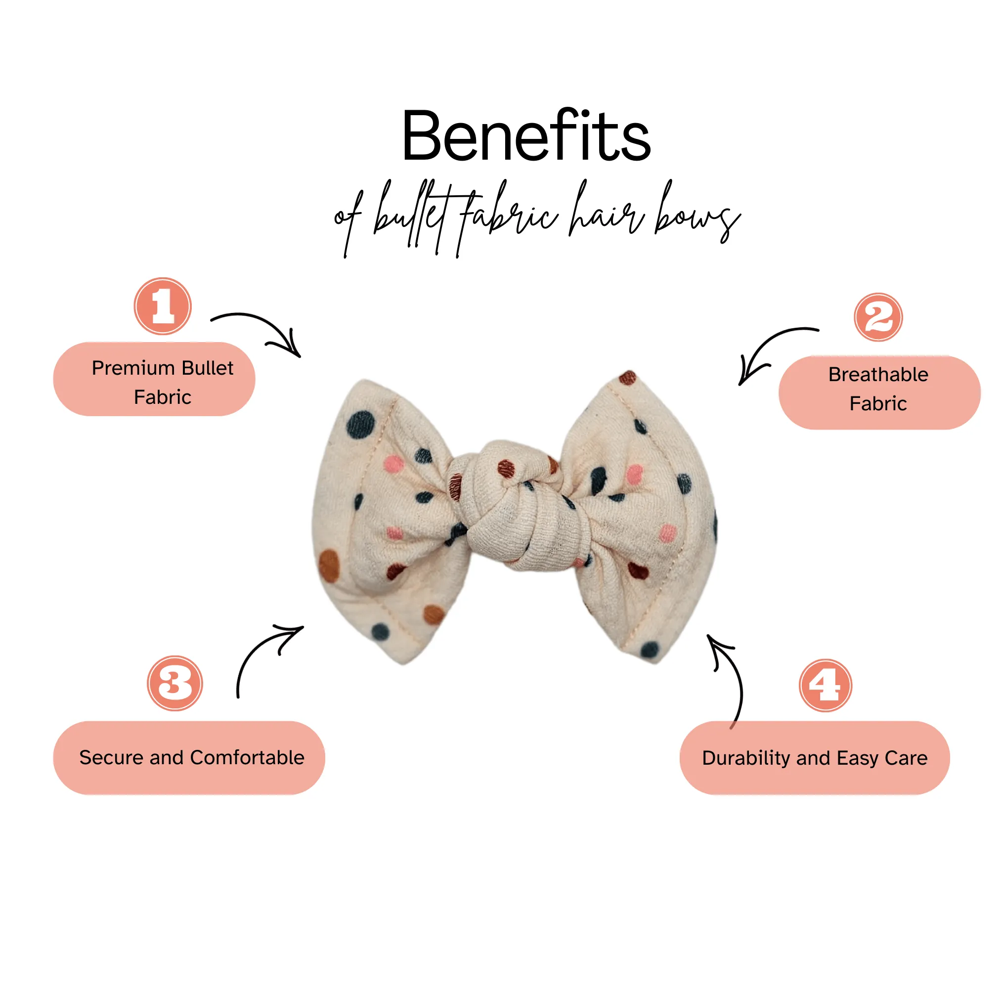 Beige Poke A Dot Knot Hair Bows