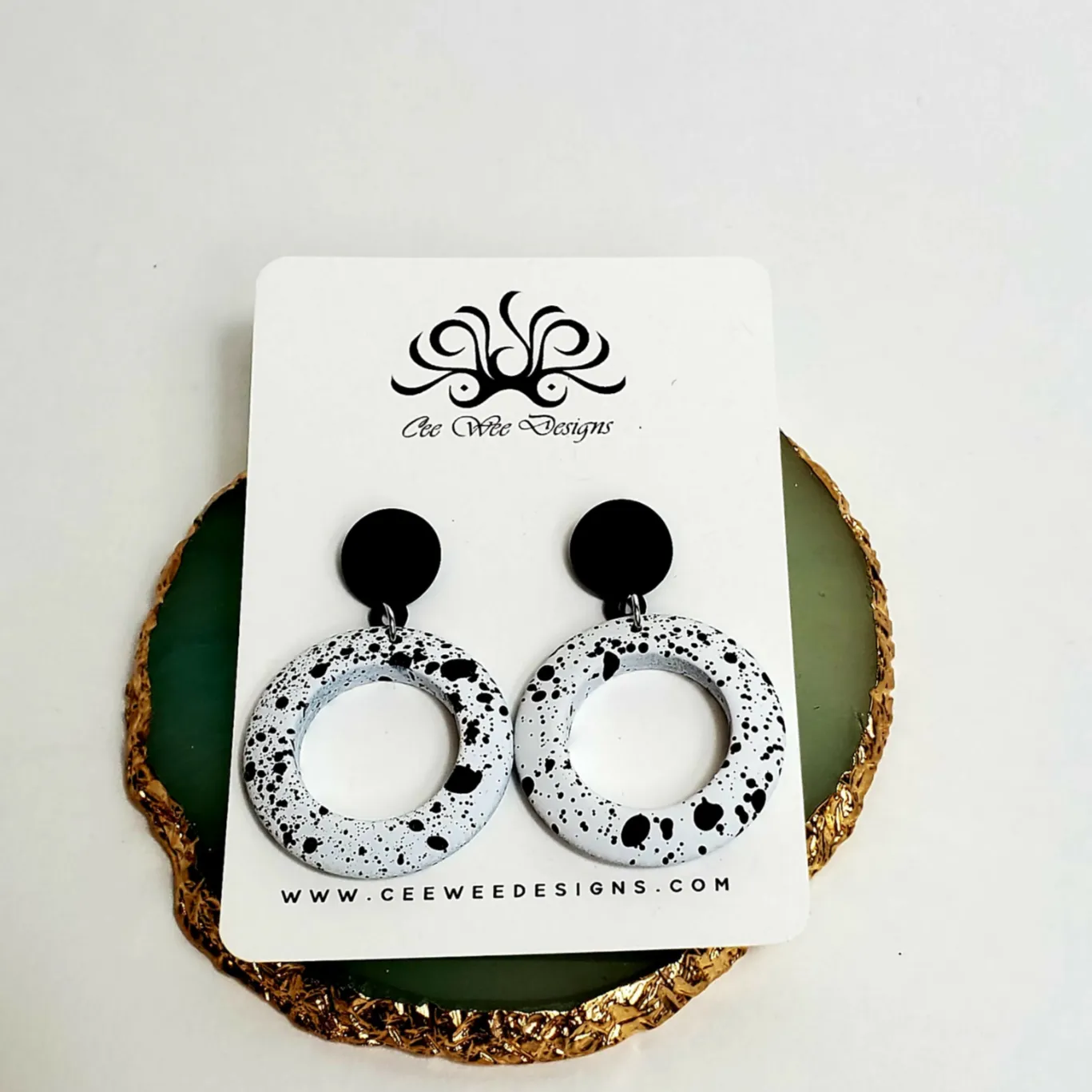 Black & White Paint splotch Earring
