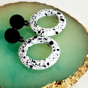 Black & White Paint splotch Earring