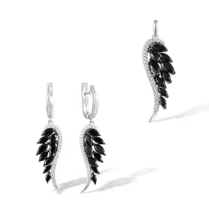 Black Angel Wings with Diamond Jewelry Set