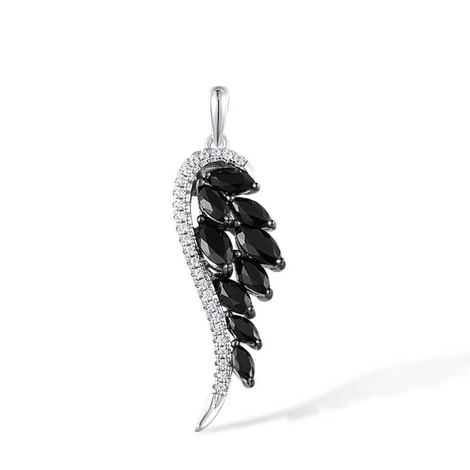 Black Angel Wings with Diamond Jewelry Set