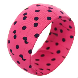 Black Pink Polka Dot Bangle Bracelet